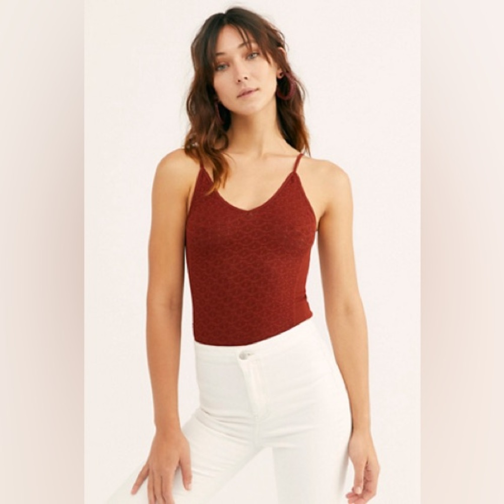 Free People Burnt Orange Red Those Days Seamless Cami Sz XS